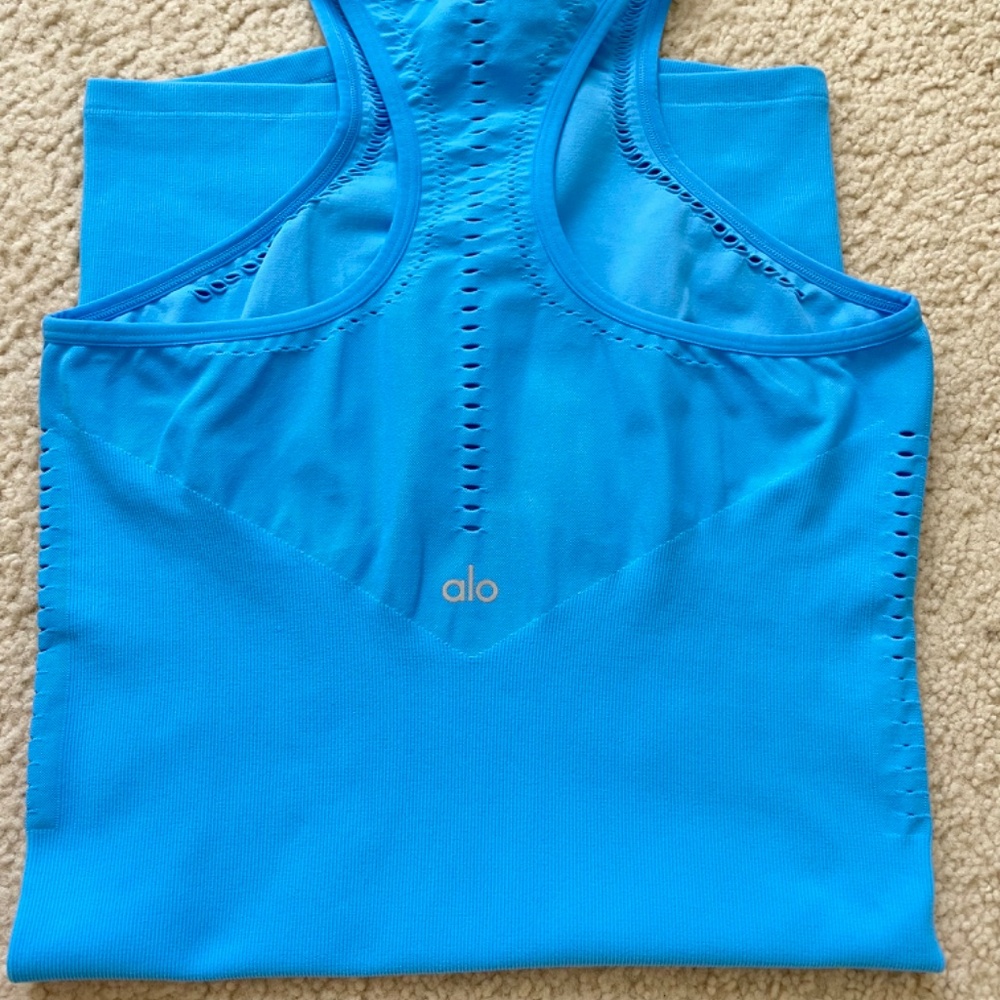 ALO Yoga Sky Blue Racerback Bodycon Dress - Picture 14 of 15